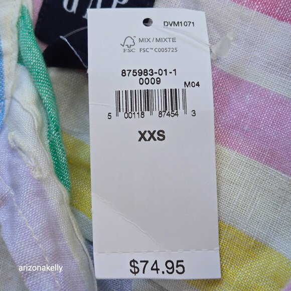 NWT GAP Linen Stripe Boyfriend Shirt - Picture 4 of 7